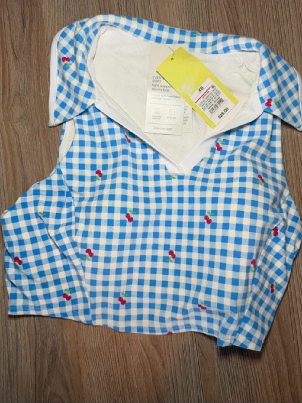 Blue Gingham Cherry Polo Top : all in motion women’s athletic support top